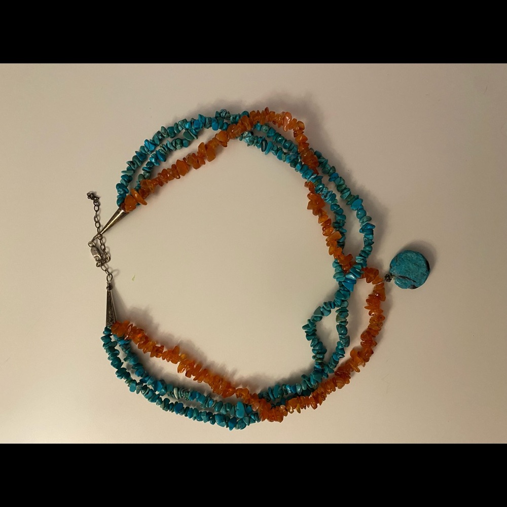 Layered orange and turquoise necklace